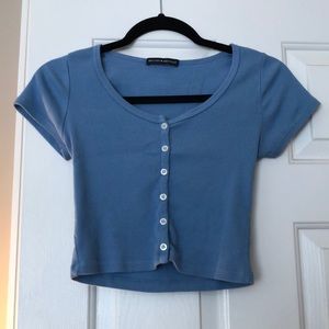 BRANDY MELVILLE BLUE BUTTON UP TOP